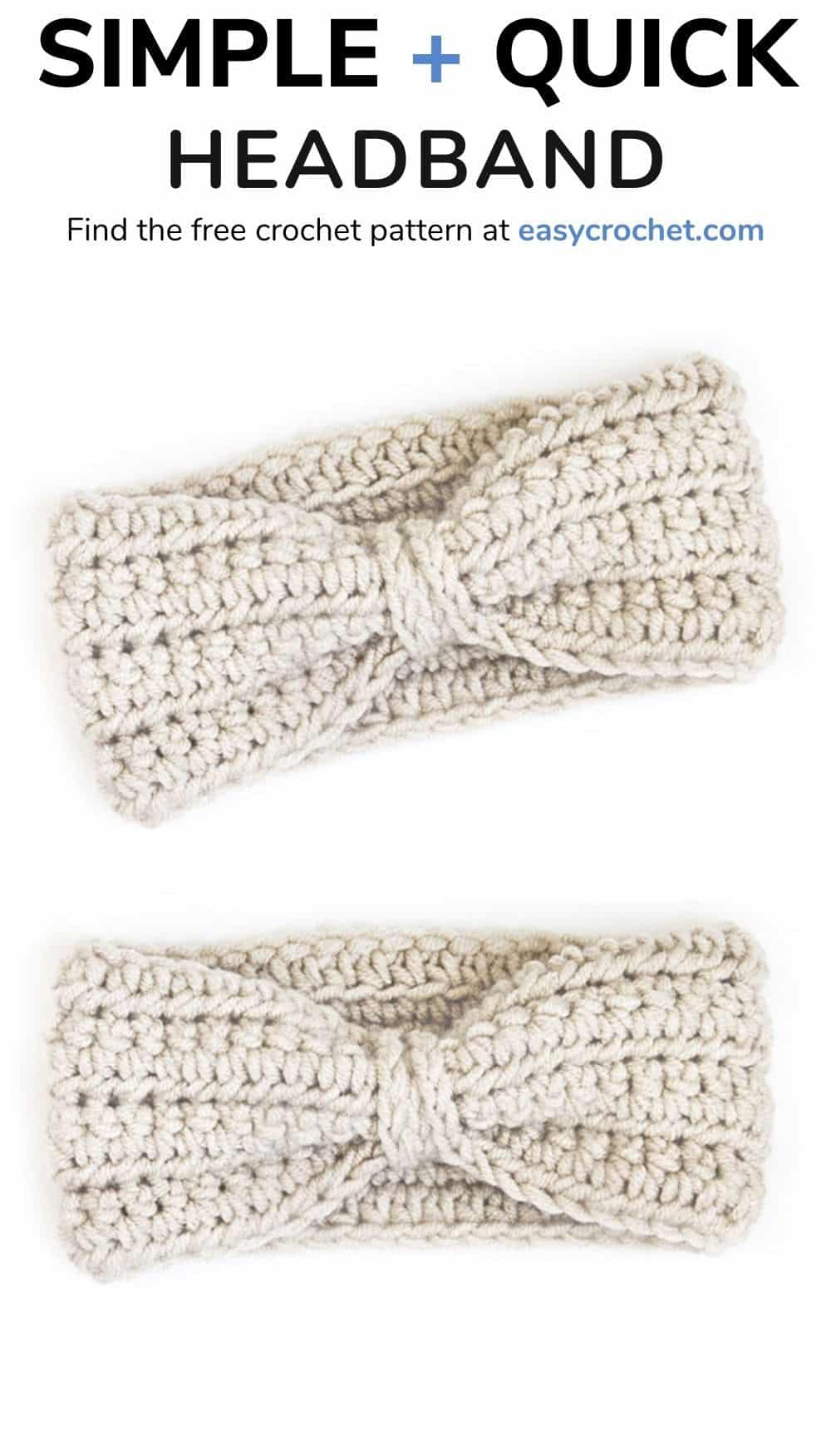 Free crochet ear warmer crochet pattern for an easy to crochet headband. Find this free crochet pattern at easycrochet.com via @easycrochetcom