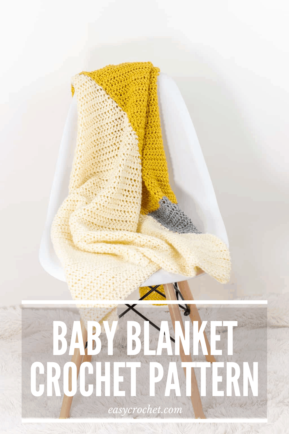 Free Crochet Baby Blanket using just TWO triangles! Simple to crochet using the herringbone half double crochet stitch. via @easycrochetcom