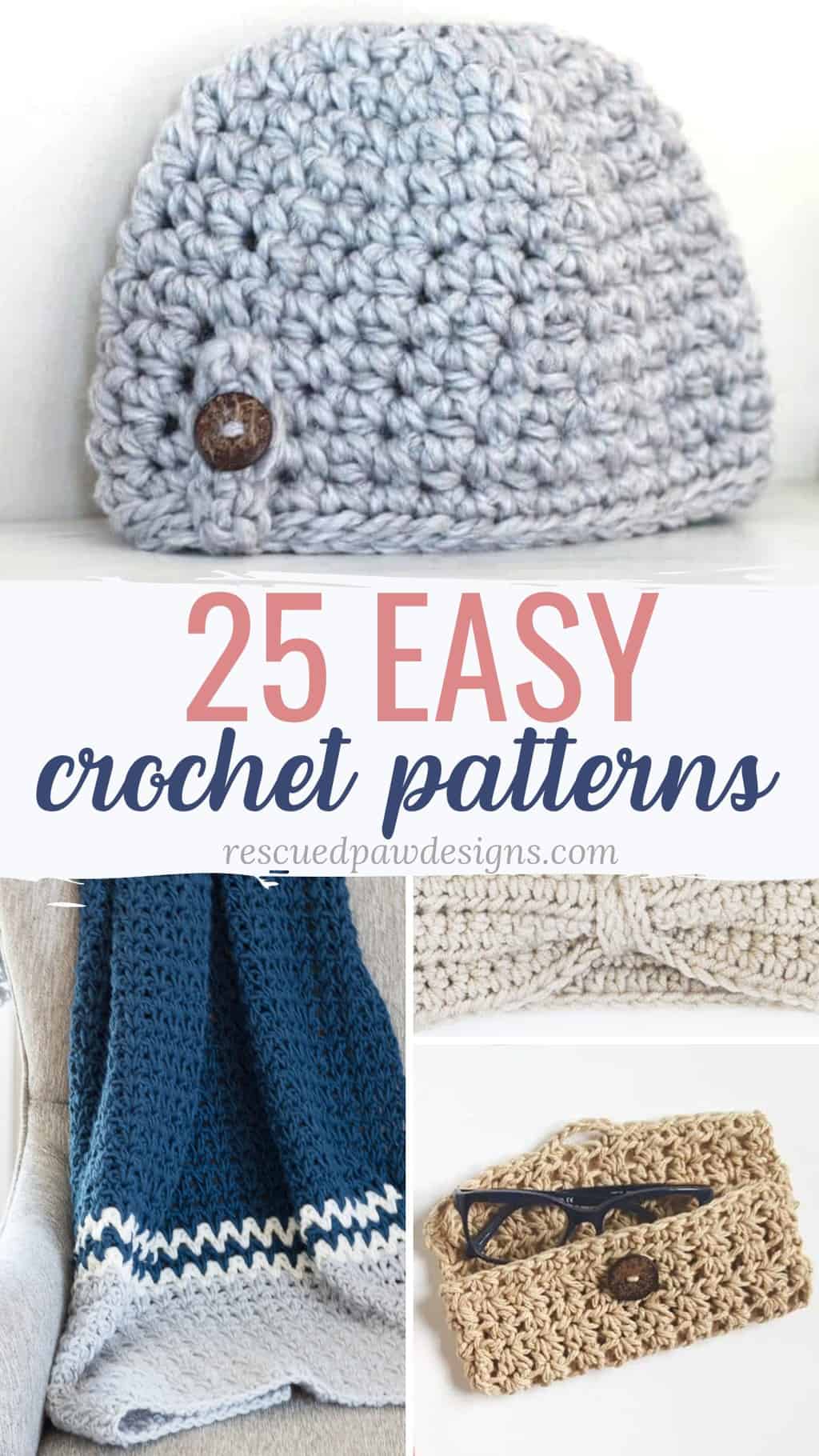 Twenty-five quick & easy crochet patterns that you can crochet. Great for beginners or someone who wants to crochet a fast project. List from easycrochet.com #easycrochetpatterns #beginnereasypatterns #freecrochetpatterns via @easycrochetcom