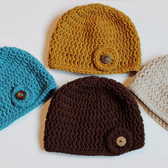 Double Crochet Hat in 10 Sizes - Free Pattern for Beginners - Left