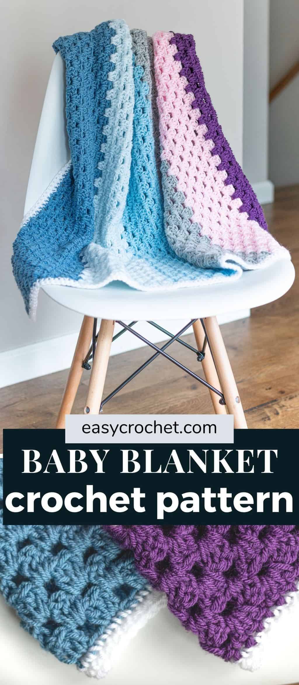 Granny Baby Blanket Crochet Pattern - Use this beginner-friendly granny stitch pattern to crochet an easy crocheted baby blanket pattern via @easycrochetcom