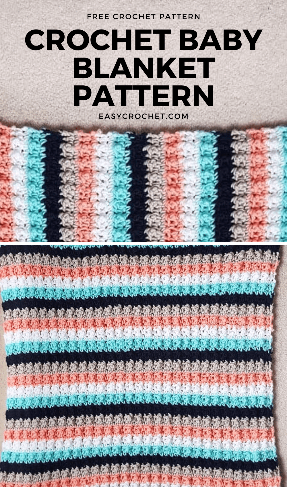 Easy Crochet Baby Blanket Pattern - Free striped crochet baby blanket pattern using simple stitches from Easy Crochet! via @easycrochetcom