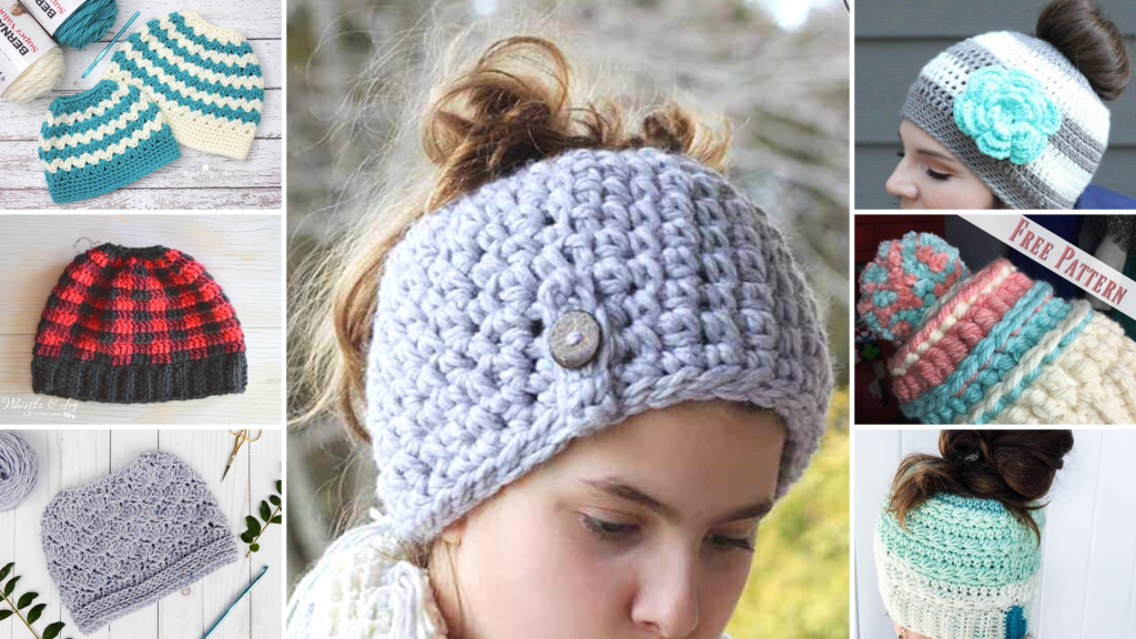 The best messy bun hat crochet patterns