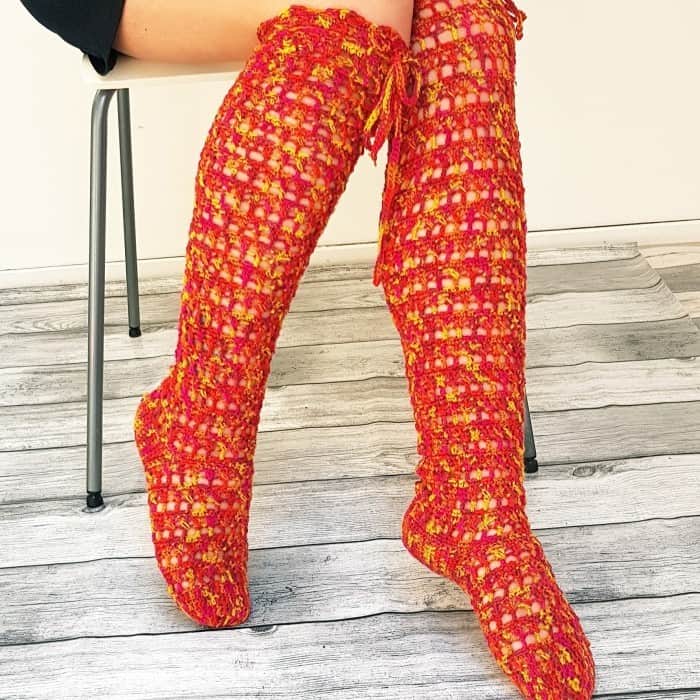 DIGITAL PATTERN Crochet Thigh High Sock Pattern PDF Only