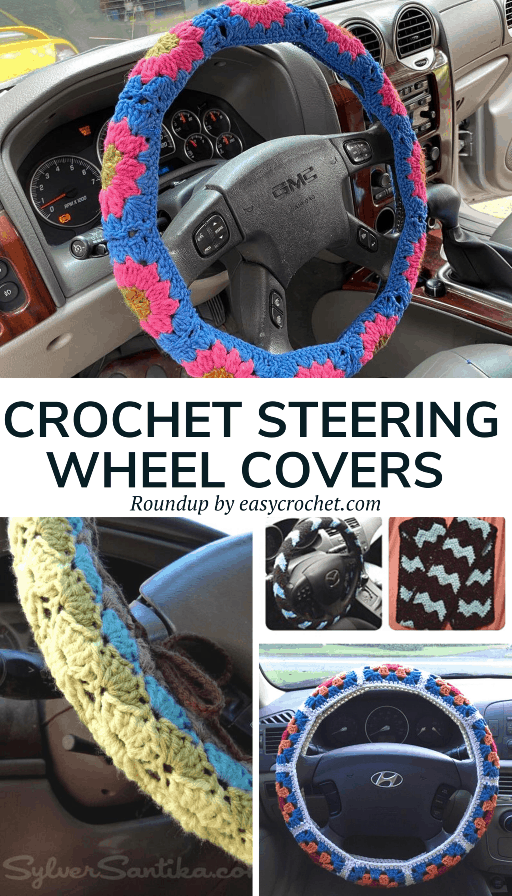 Sunflower Crochet Steering Wheel Cover 