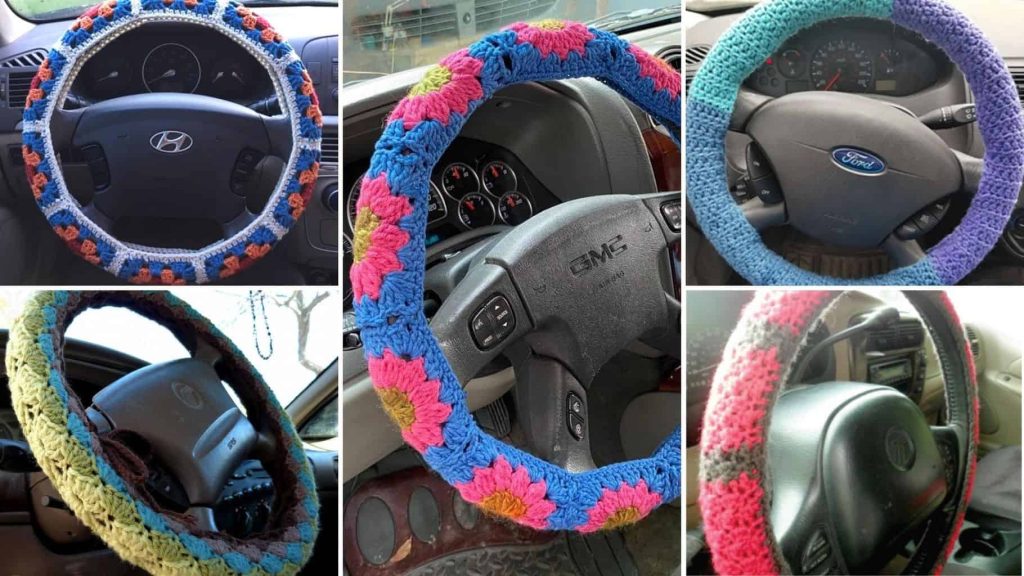 Sunflower Crochet Steering Wheel Cover 