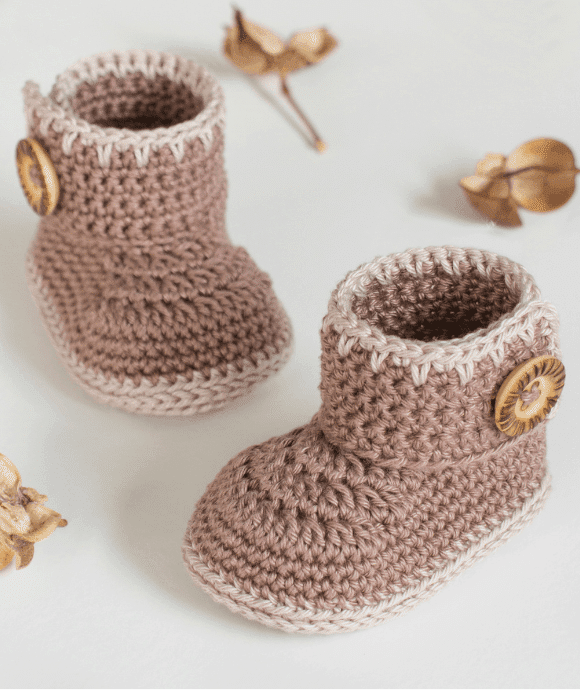 Classic Crochet Baby Booties With Folded Cuff Free Pattern Sarah Maker ...