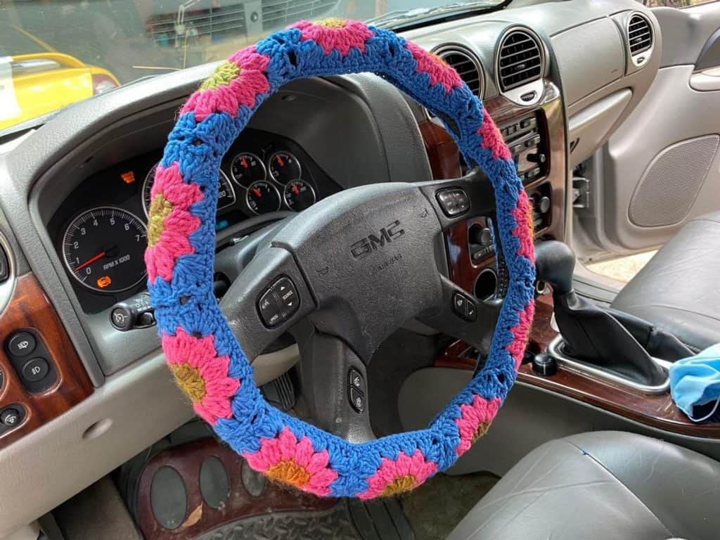 Sunflower Crochet Steering Wheel Cover 