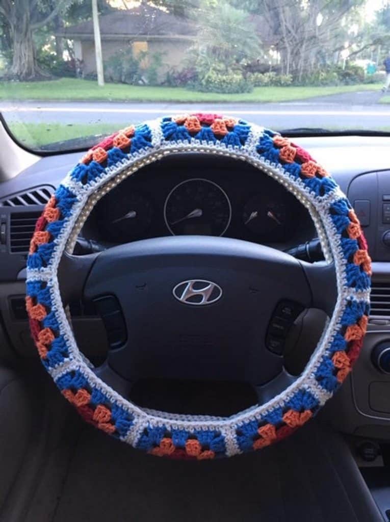 Free Granny Stripe Steering Wheel Cover Crochet Pattern -  OkieGirlBling'n'Things