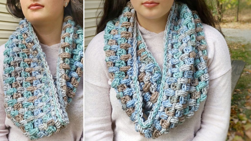 WAVY STRIPED COWL SCARF WOMEN'S CROCHET PATTERN INSTRUCTIONS