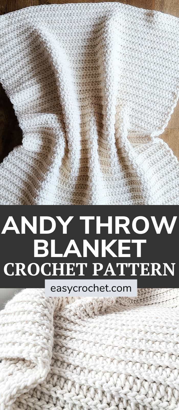 Free Crochet Throw Blanket that is easy to crochet and uses only two beginner-friendly stitches. via @easycrochetcom