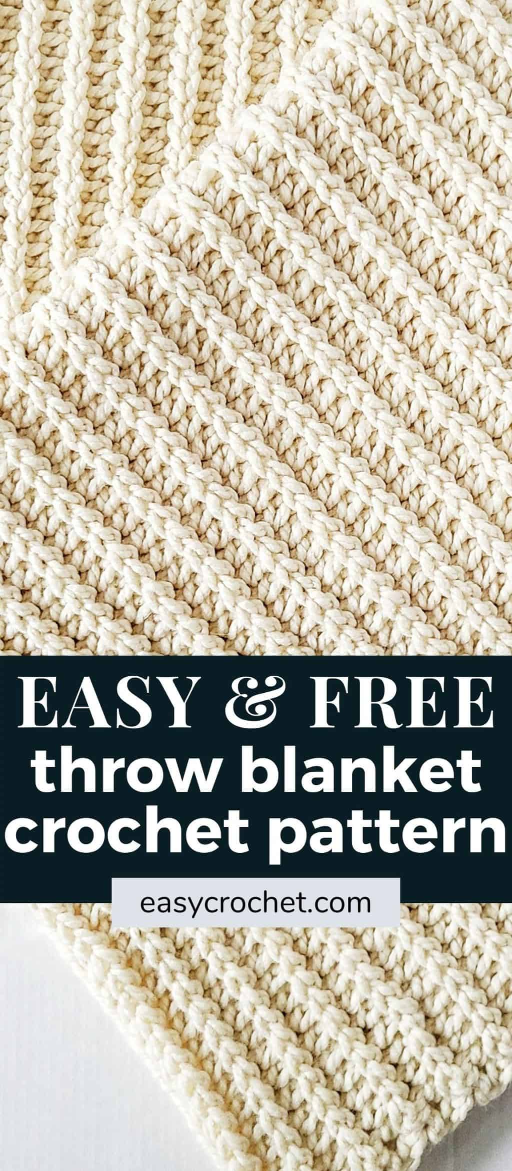 Free Crochet Throw Blanket that is easy to crochet and uses only two beginner-friendly stitches. via @easycrochetcom