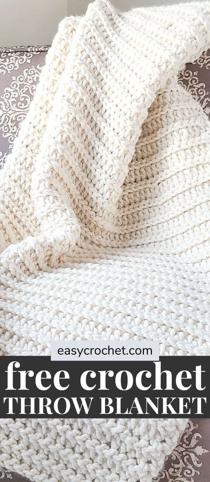 Free Crochet Throw Blanket that is easy to crochet and uses only two beginner-friendly stitches. via @easycrochetcom