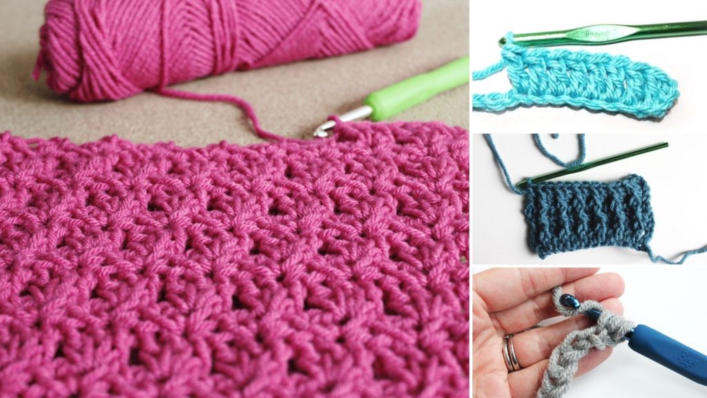 5 CROCHET STITCHES FOR BEGINNERS: V, Moss, Puff, Griddle & Shell 