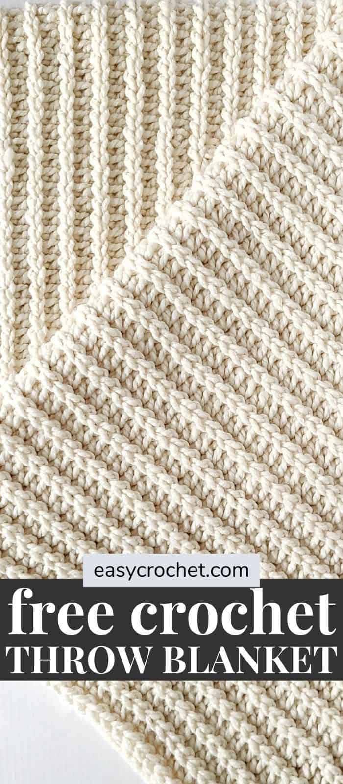 Free Crochet Throw Blanket that is easy to crochet and uses only two beginner-friendly stitches. via @easycrochetcom