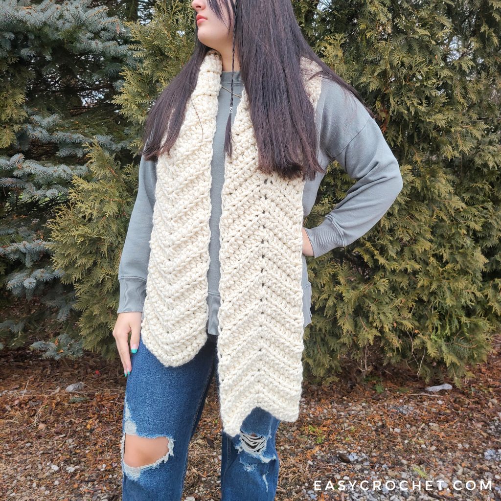 Happy Hailey Scarf - easy crochet scarf pattern for beginners with Lion  Brand Scarfie yarn - Wilmade