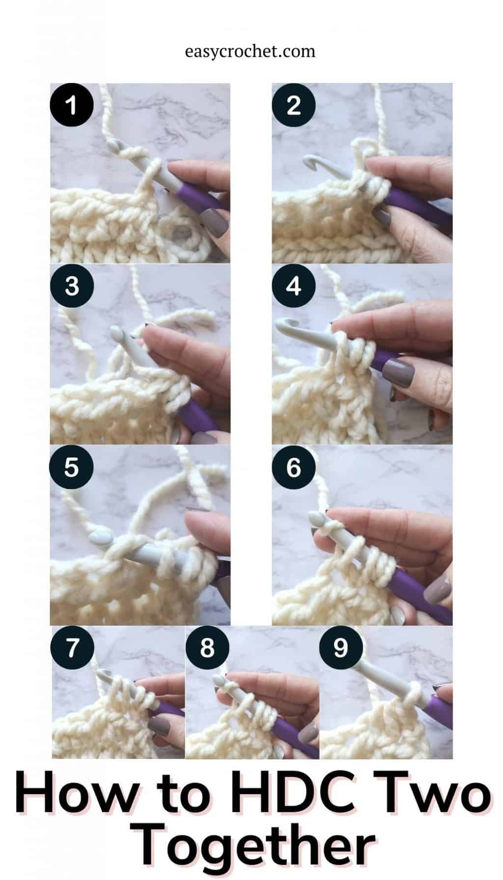 Half Double Crochet Decrease (Half Double Crochet Two Together) - Easy