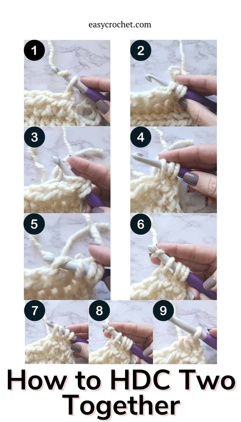 how to half double crochet two together