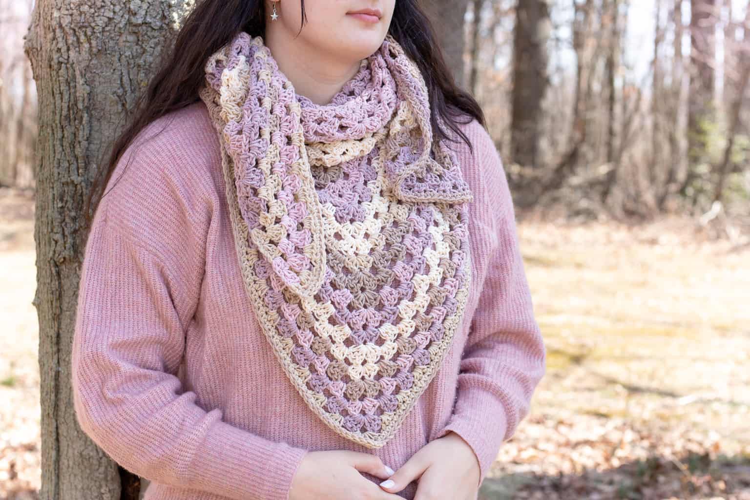 free crochet shawl pattern in Spring colors 