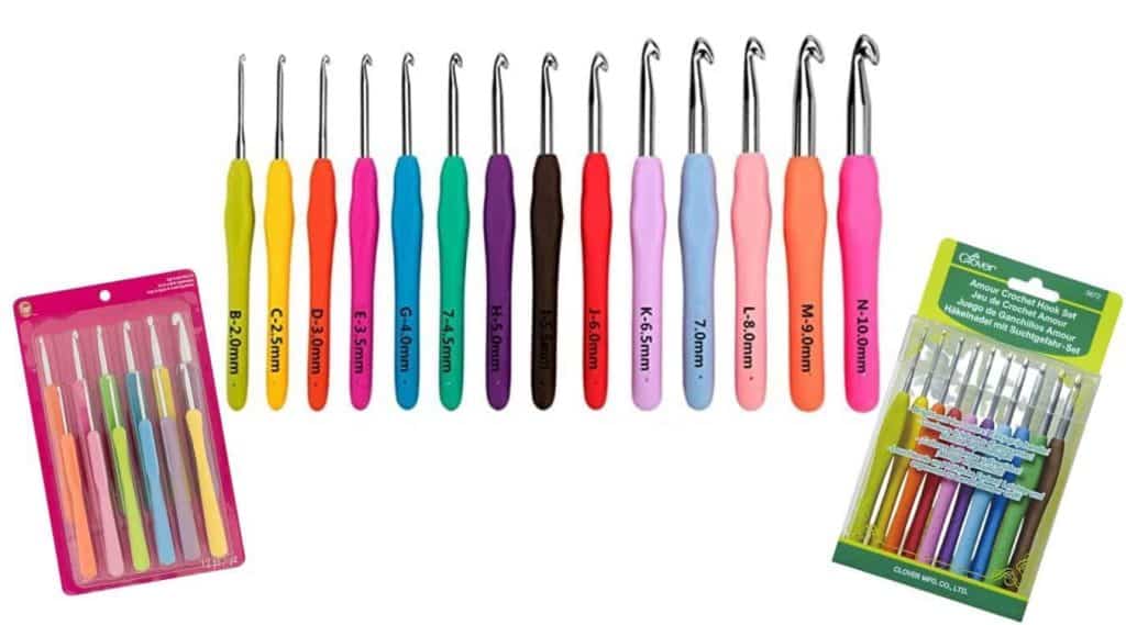 14 Size Crochet Hooks Set,2mm(B)-10mm(N) Ergonomic Crochet Hooks with Case  for Arthritic Hands, Extra Long Crochet Needles 14 Size MultiColor