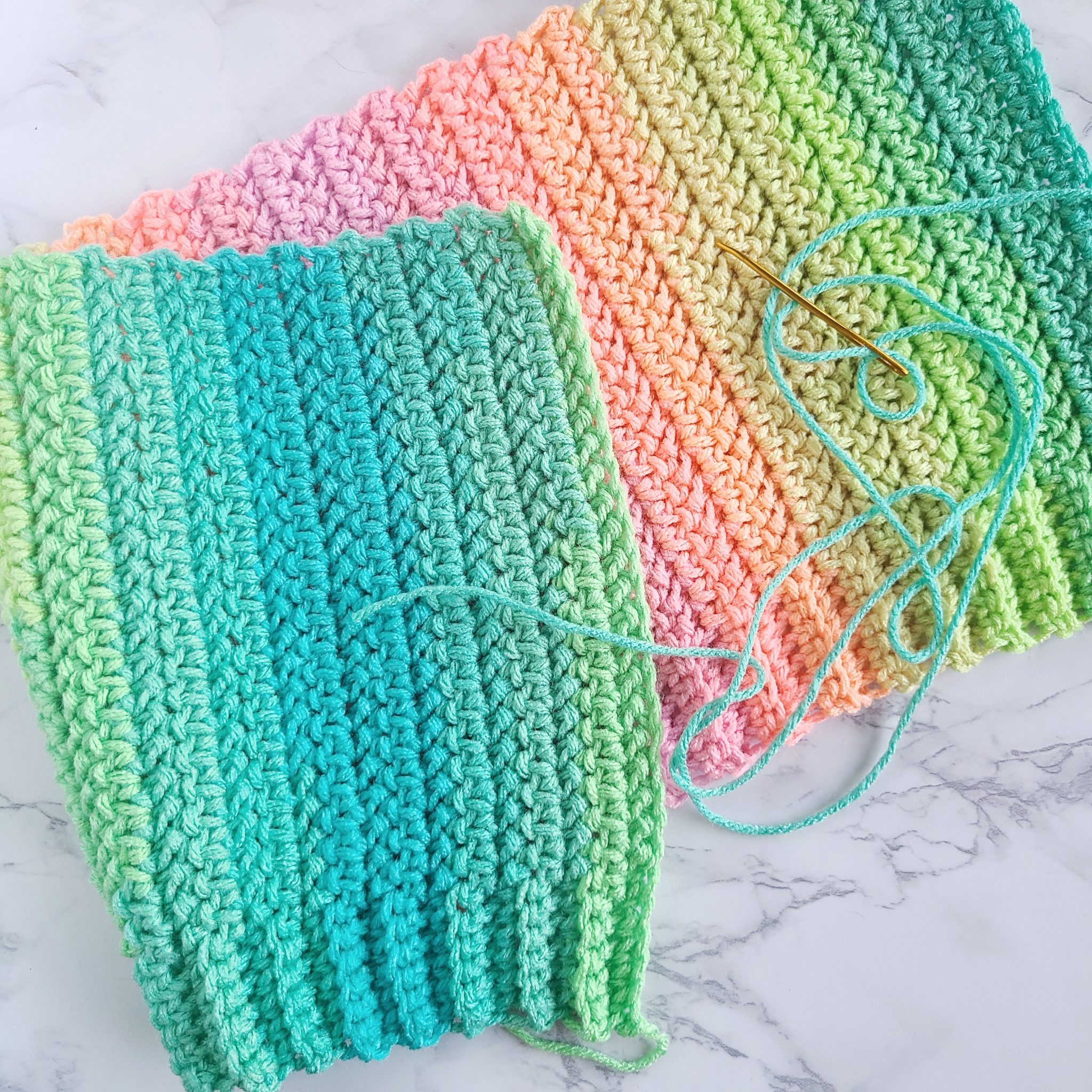 Neon Rainbow Striped Crochet Hat Easy Crochet Patterns