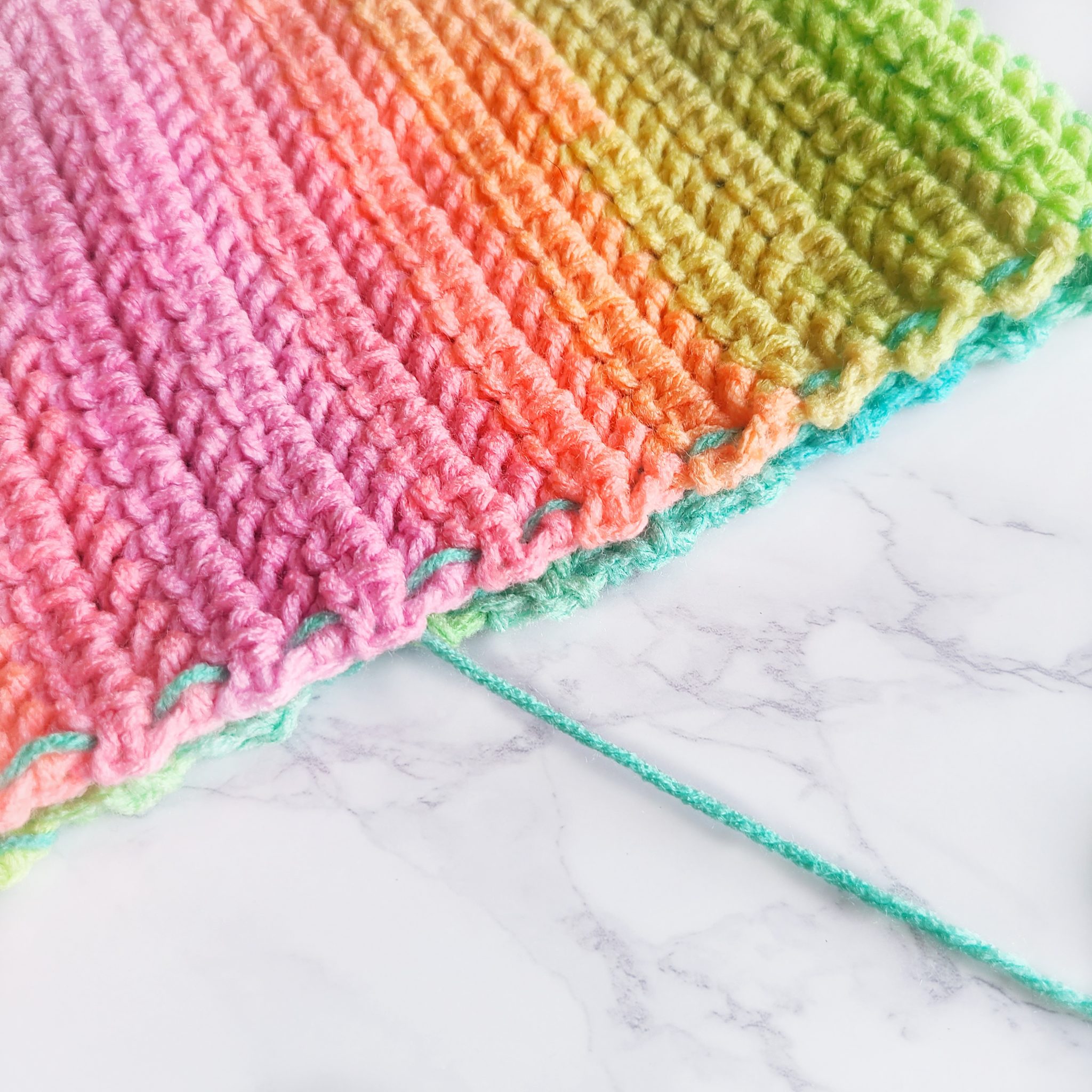 Neon Rainbow Striped Crochet Hat - Easy Crochet Patterns