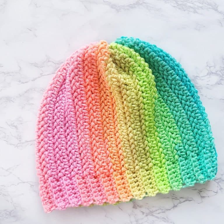 Neon Rainbow Striped Crochet Hat