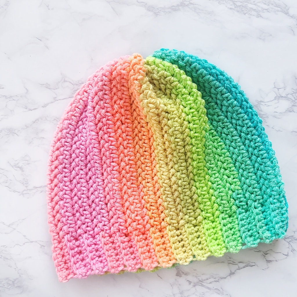 crochet rainbow beanie