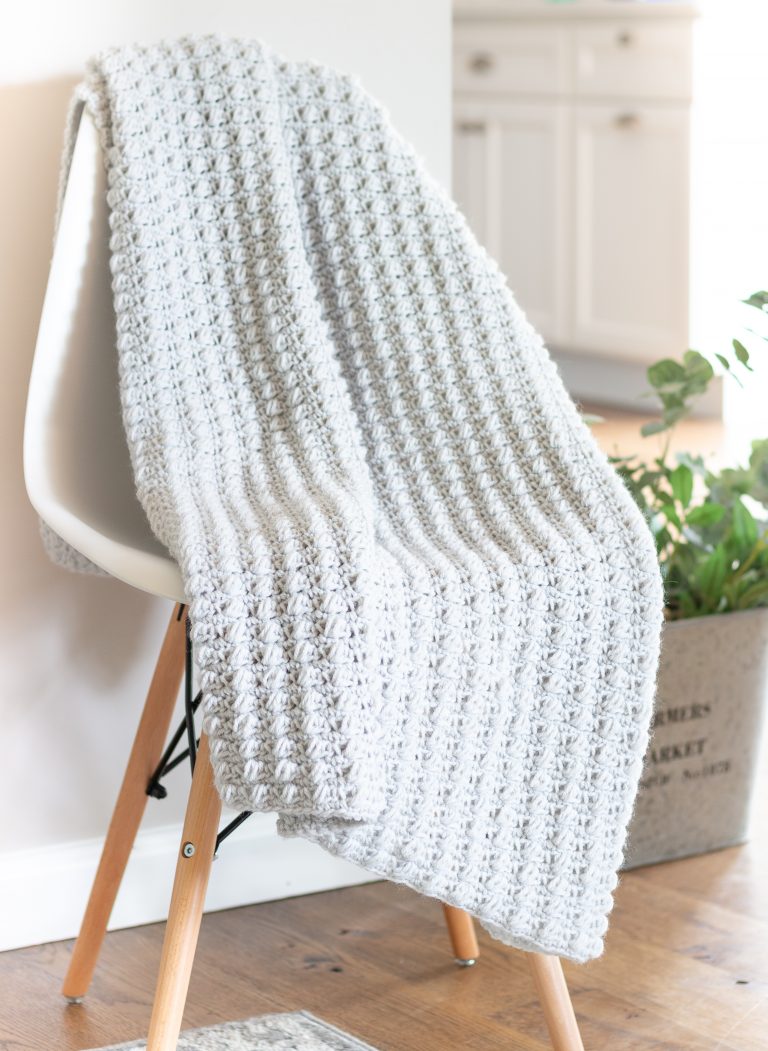 Textured Puff Stitch Crochet Blanket Pattern - Easy Crochet