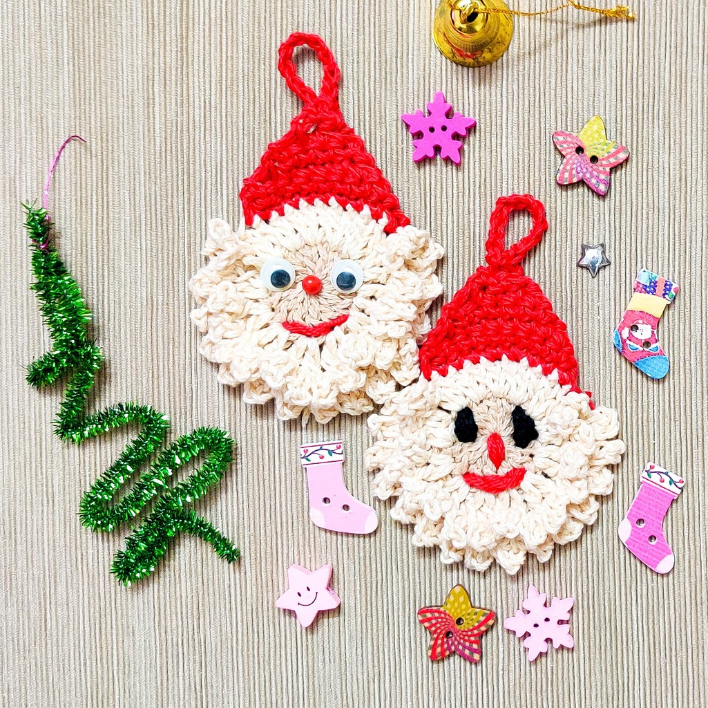 Crochet Santa Face Ornament Pattern Easy Crochet Patterns