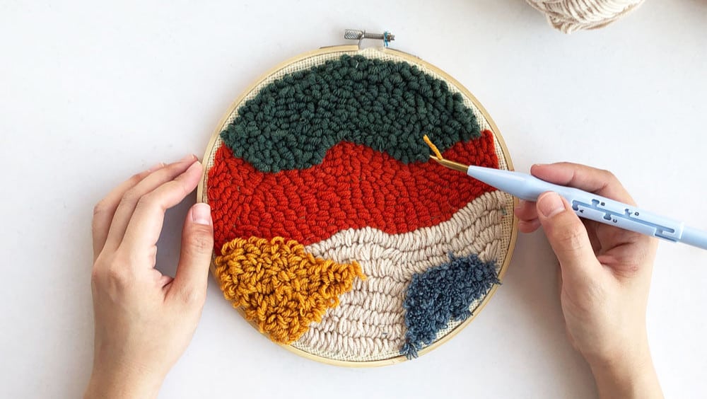 DIY Punch Needle Embroidery Kit Adjustable Rug Yarn Punch Needle Wooden  Handle Embroidery Pen Embroidery Hoops Threaders Punch Needle Cloth for