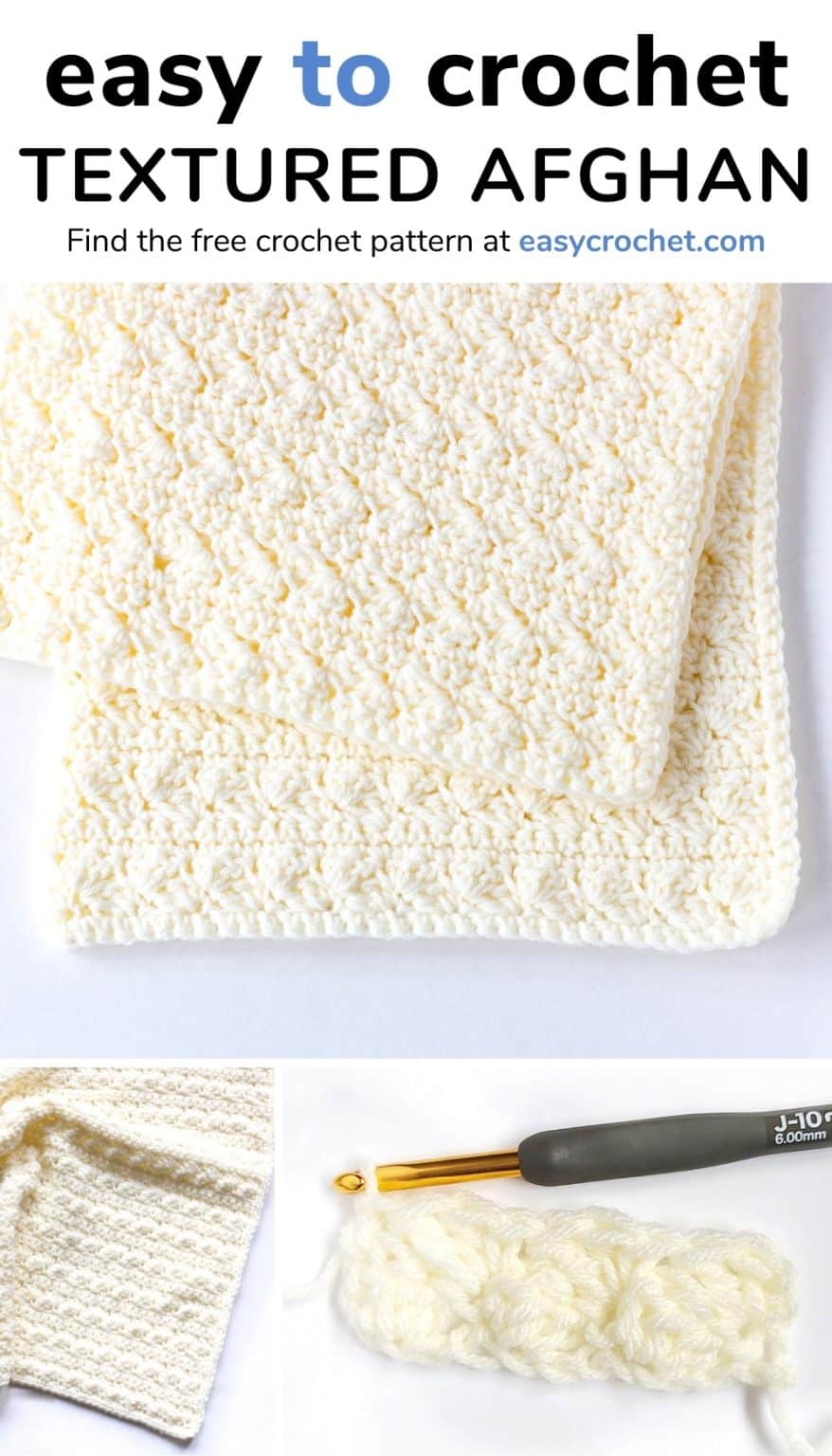 Textured Crochet Afghan Pattern (+7 Sizes!) - Easy Crochet Patterns