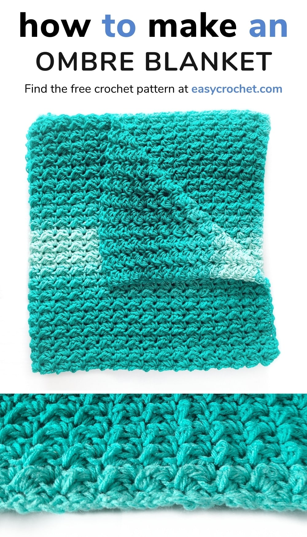 Blue Ombre Crochet Blanket (Free Pattern) - Crafting Each Day