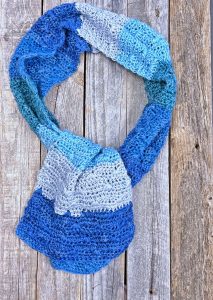 Beautiful Blue Waves Crochet Scarf