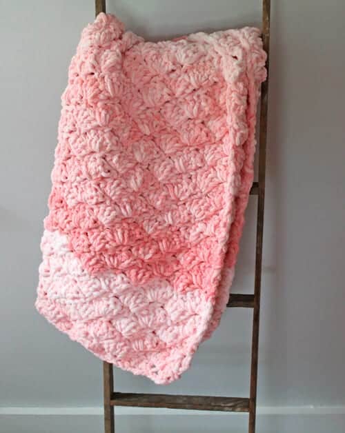 Ombre Herringbone Textured Throw Crochet Pattern - A More Crafty Life