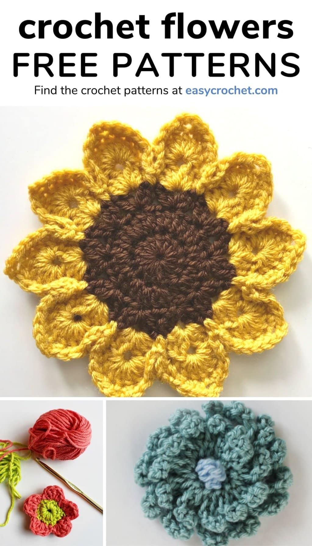 14 Free and Easy Crochet Flower Patterns For All Seasons - Easy Crochet Patterns