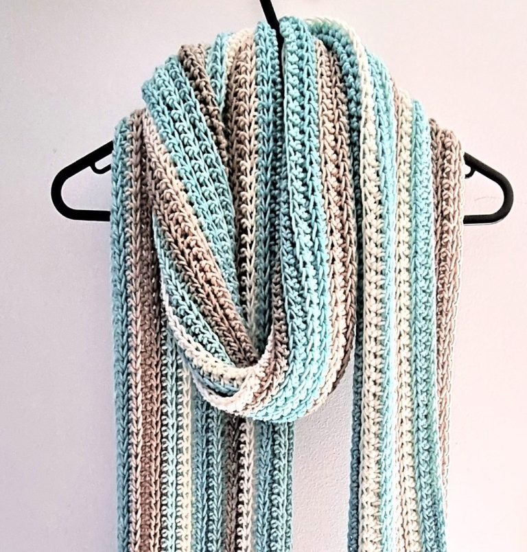 Ocean Breeze Crochet Scarf with Fringe