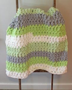 Green & Gray Striped Baby Blanket