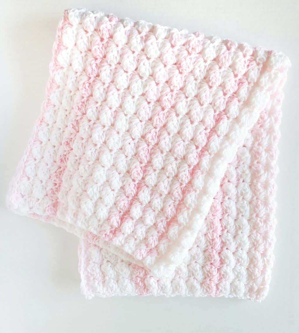 Pink Ruffle Hand Crochet Baby Blanket w/ cute cap 
