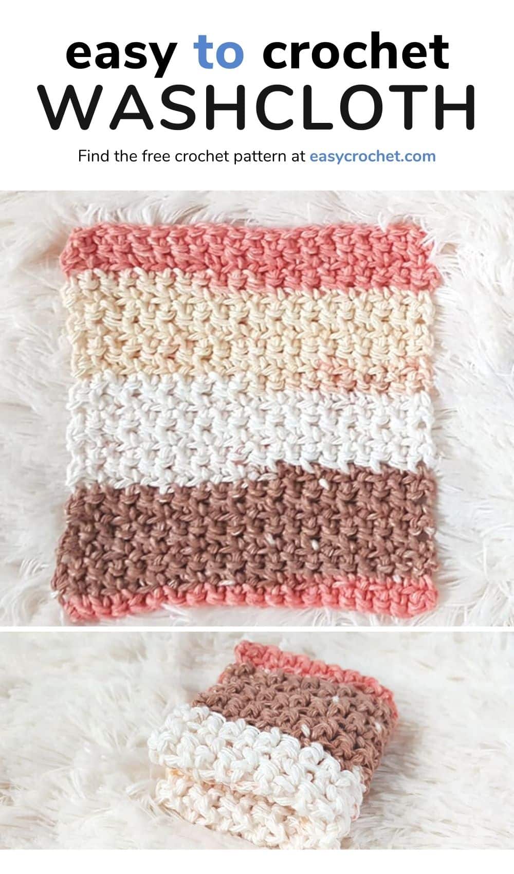 Beginner Cotton Crochet Washcloth Tutorial - Easy 