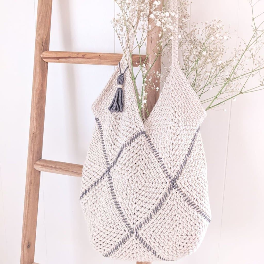 Natural Small Crochet Tote Bag