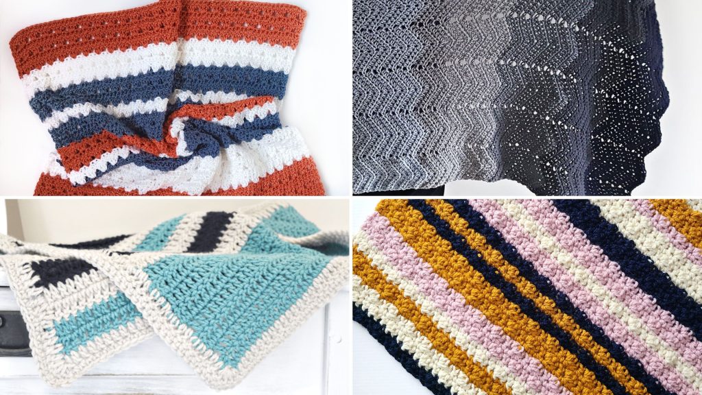 Crochet Pattern Yarn and Colors Amazing Staggered Stripes Blanket 