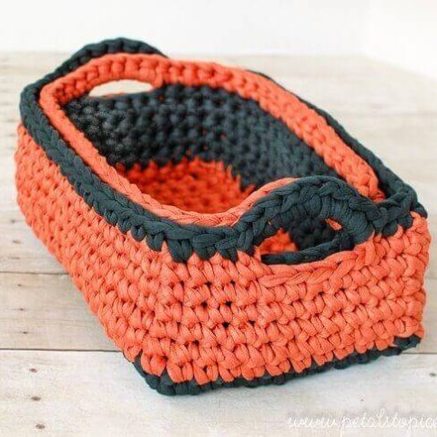 Image for Rectangular Crochet Basket Pattern … Two Nesting Sizes!