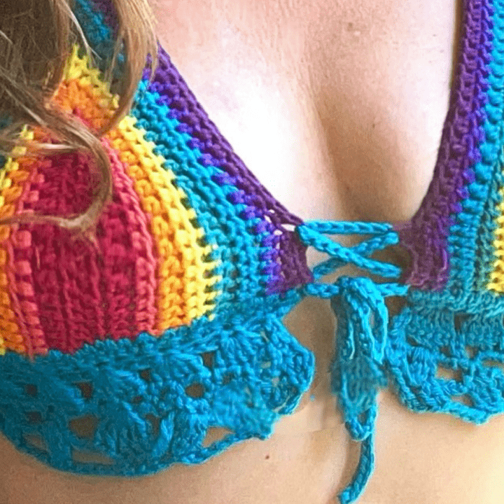 Image for Rainbow Crochet Bikini Top 