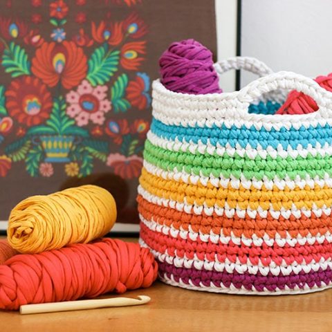 Image for Crochet Pattern: Rainbow Storage Basket