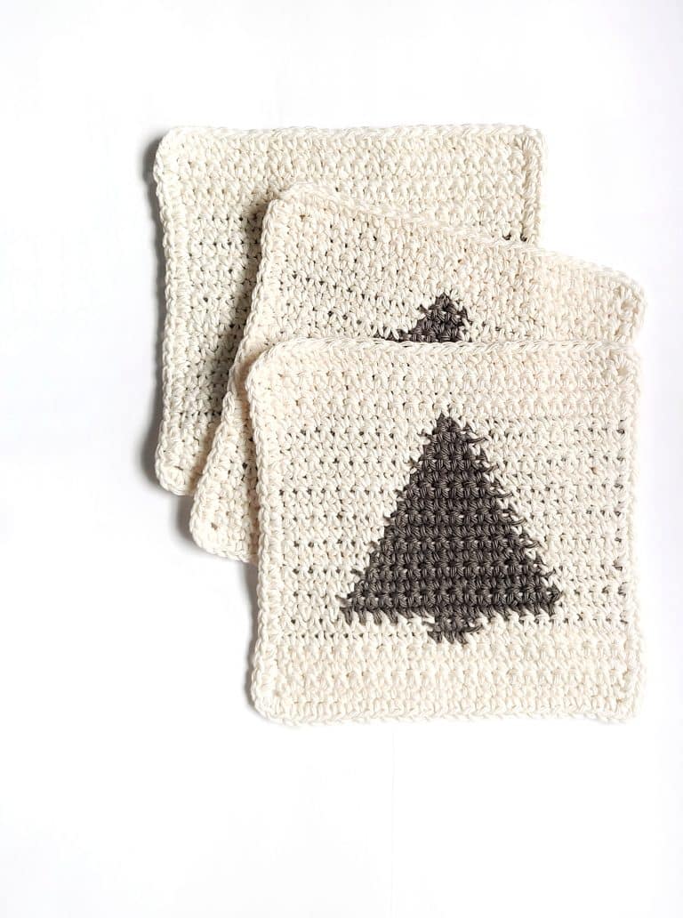 Christmas Pine Tree Crochet Washcloths