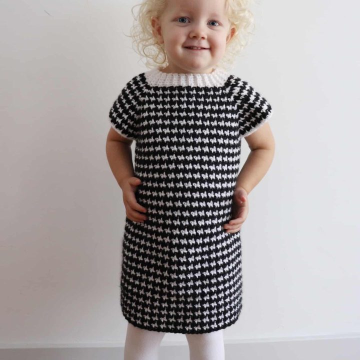 Image for Crochet Houndstooth Baby Sweater Dress (Free)