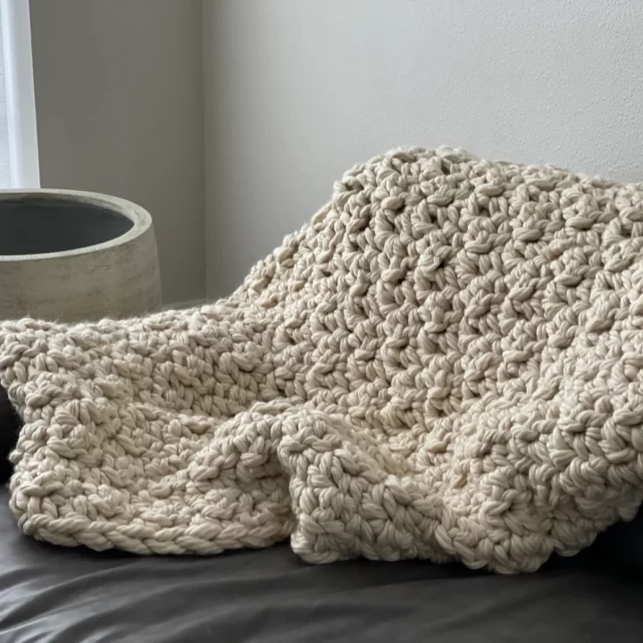 Image for Bear Hug Jumbo Crochet Blanket Pattern // How To Step-By-Step // Easy Luxurious Crochet Blanket