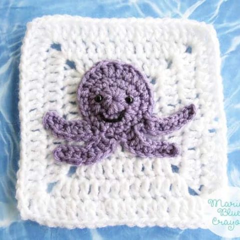 Image for Crochet Octopus Appliqué and Granny Square Free Crochet Pattern 