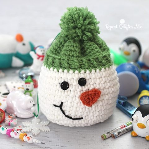 Image for Crochet Snowman Sack for Stocking Stuffers 